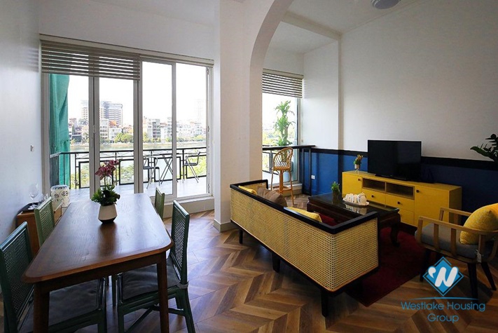 Two bedroom with lake view apartment for lease in Tu Hoa st, Tay Ho